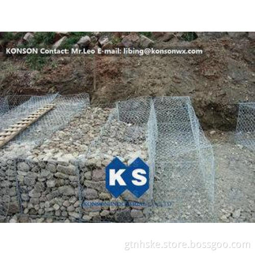 PVC Coated Galvanized Galfan Gabion Boxes Double Twisting G